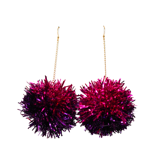 Purple & Pink Tinsel Earrings