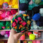 Shaggy Floral Pom Pom - Black