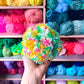 Shaggy Floral Pom Pom - White