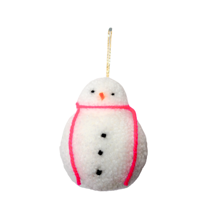 Handmade Snowman Pom Pom Bauble Decoration - Christmas