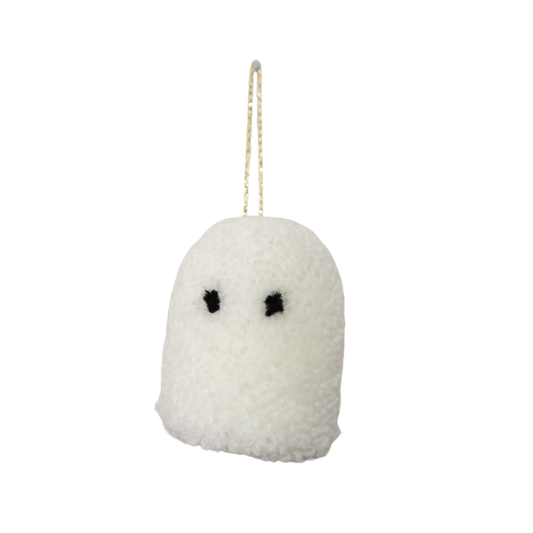 Handmade Ghost Pom Pom Bauble Decoration - Christmas