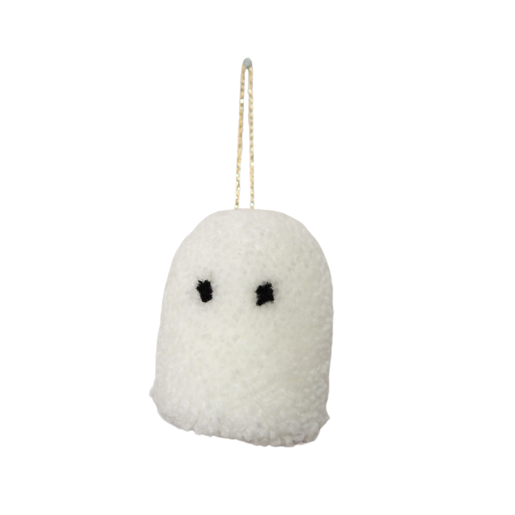 Handmade Ghost Pom Pom Bauble Decoration - Christmas