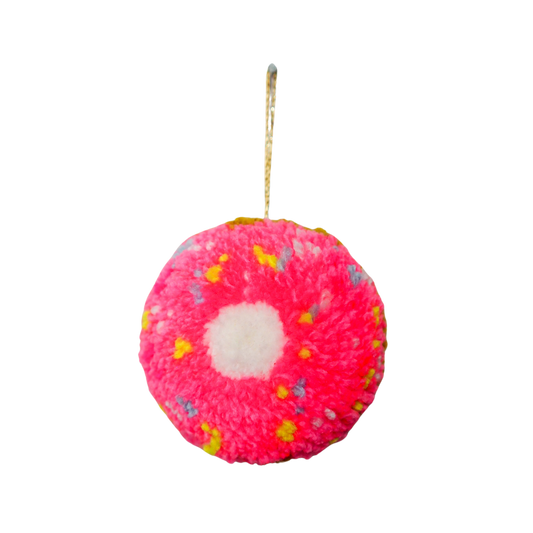 Handmade Donut Pom Pom Bauble Decoration - 1 READY TO SHIP