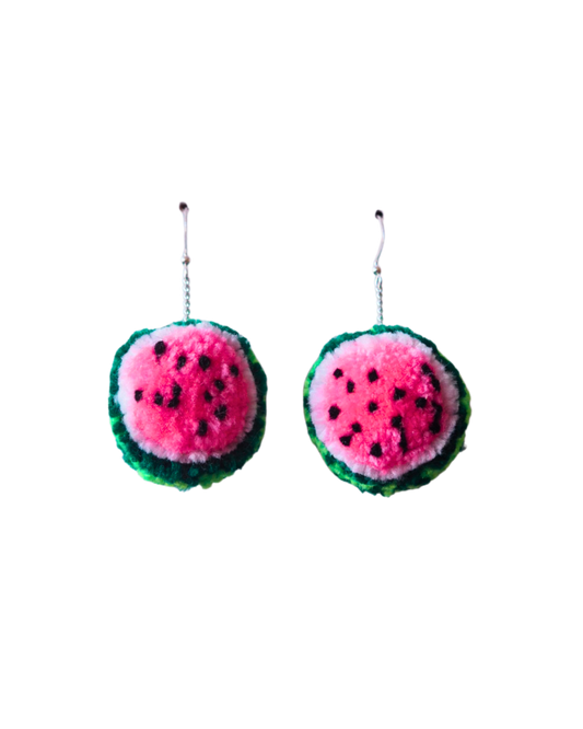 Watermelon Pom Pom Earrings Sample Sale