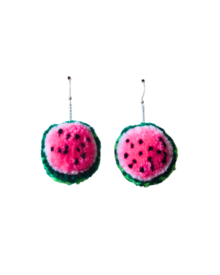 Watermelon Pom Pom Earrings Sample Sale