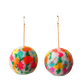 White Floral Meadow Pom Pom Earrings
