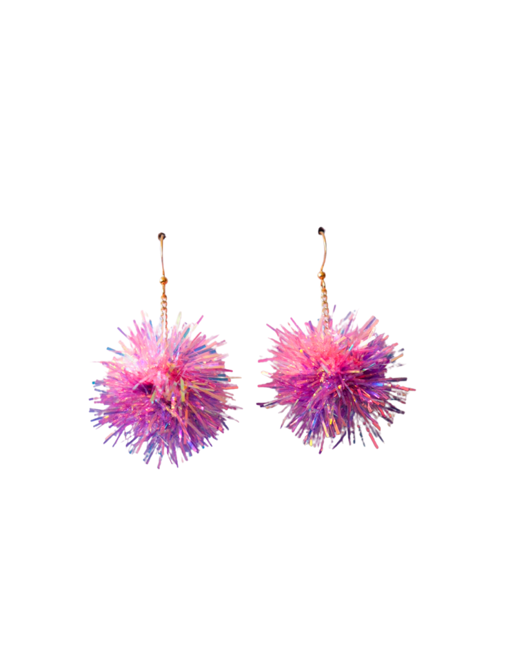 Mini Tinsel Earrings Sample Sale - Coral & Lilac