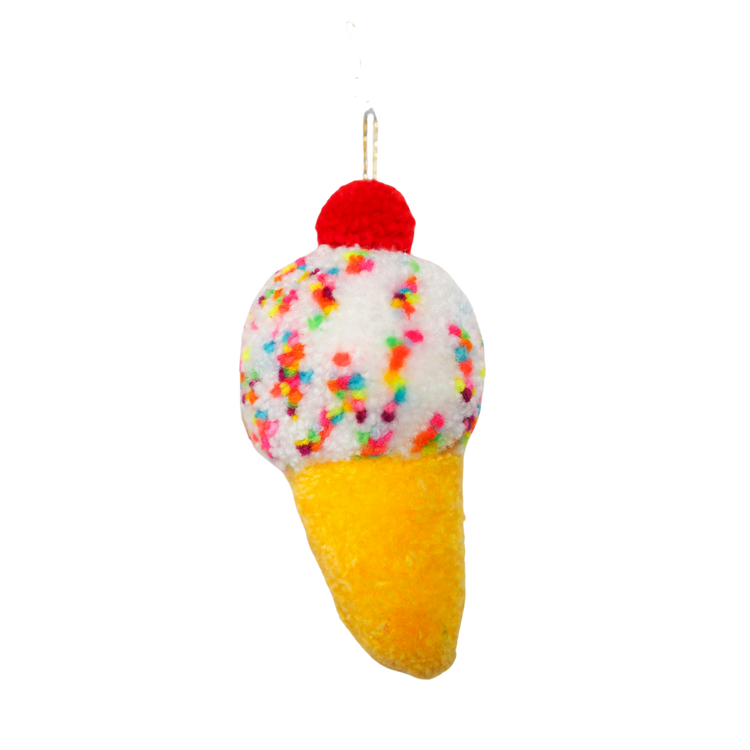 Handmade Ice Cream Pom Pom Bauble Decoration - Christmas