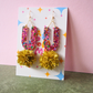 Rainbow Arch Tinsel Earrings - Gold Tinsel