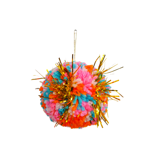 Handmade Tinsel Pom Pom Bauble Decoration - Christmas