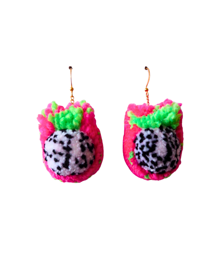 Dragonfruit Pom Pom Earrings Sample Sale