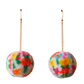 White Floral Meadow Pom Pom Earrings