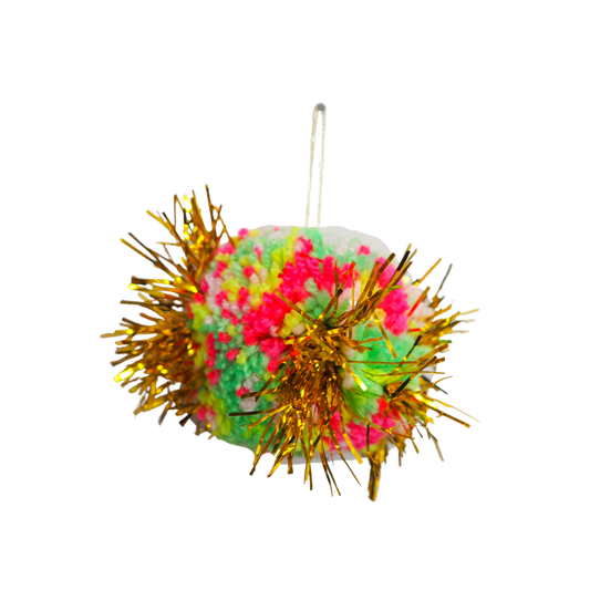 Handmade Tinsel Pom Pom Bauble Decoration - Christmas