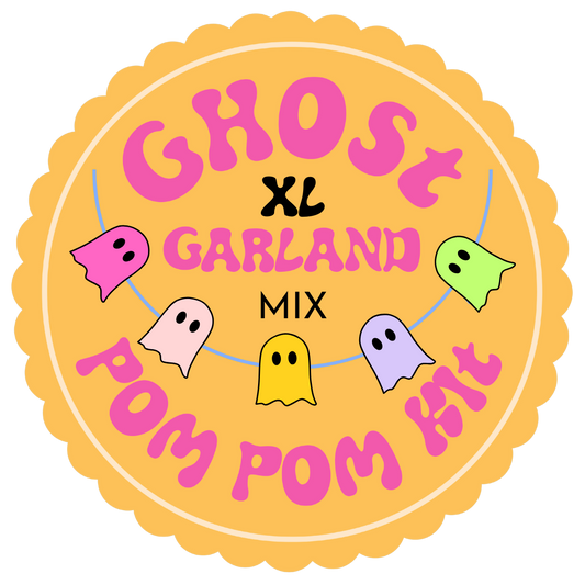 XL Ghost Garland Pom Pom DIY Kit - Neon & Pastel - Makes at least 12 ghosts!