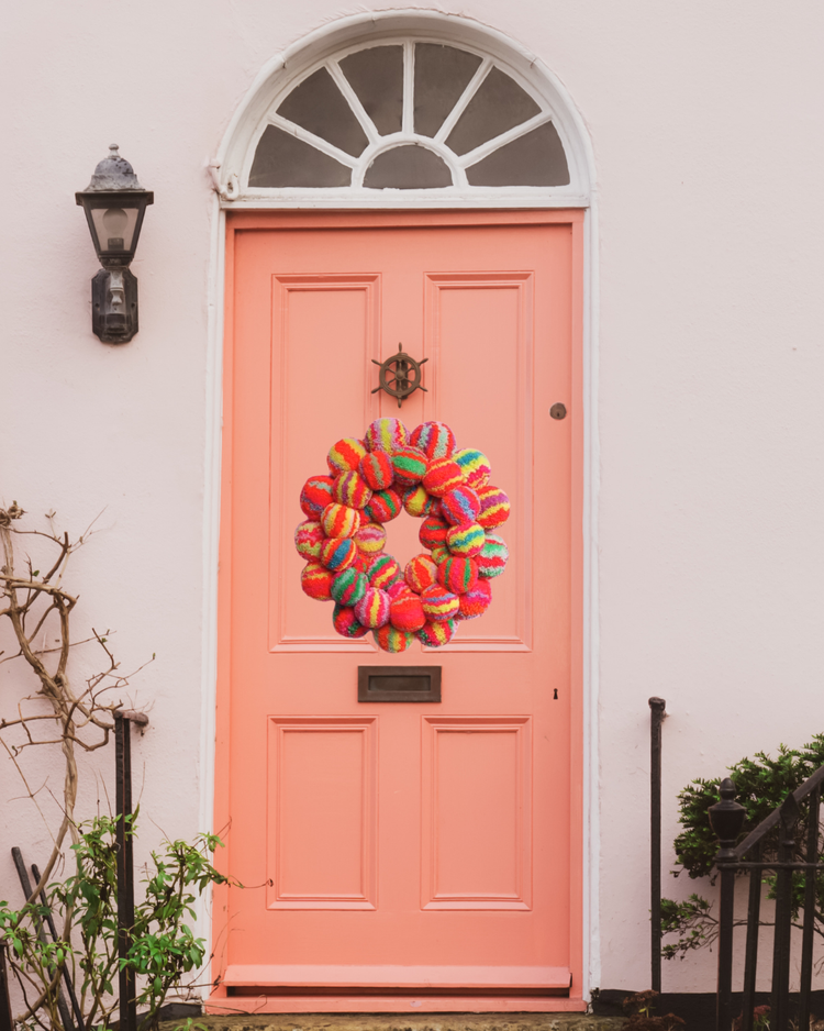 Handmade Rainbow Pom Pom Wreath