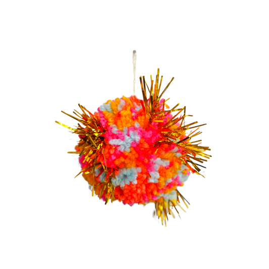 Handmade Tinsel Pom Pom Bauble Decoration - Christmas