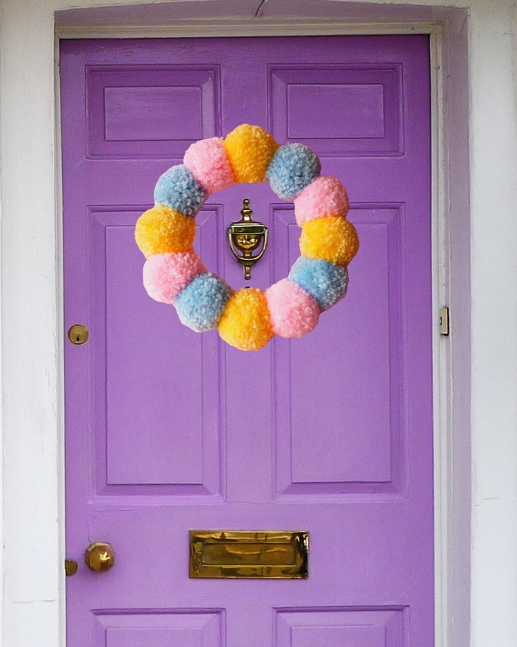 Chunky Pom Pom Wreath DIY Kit – Beginner Friendly Pastel Craft Kit