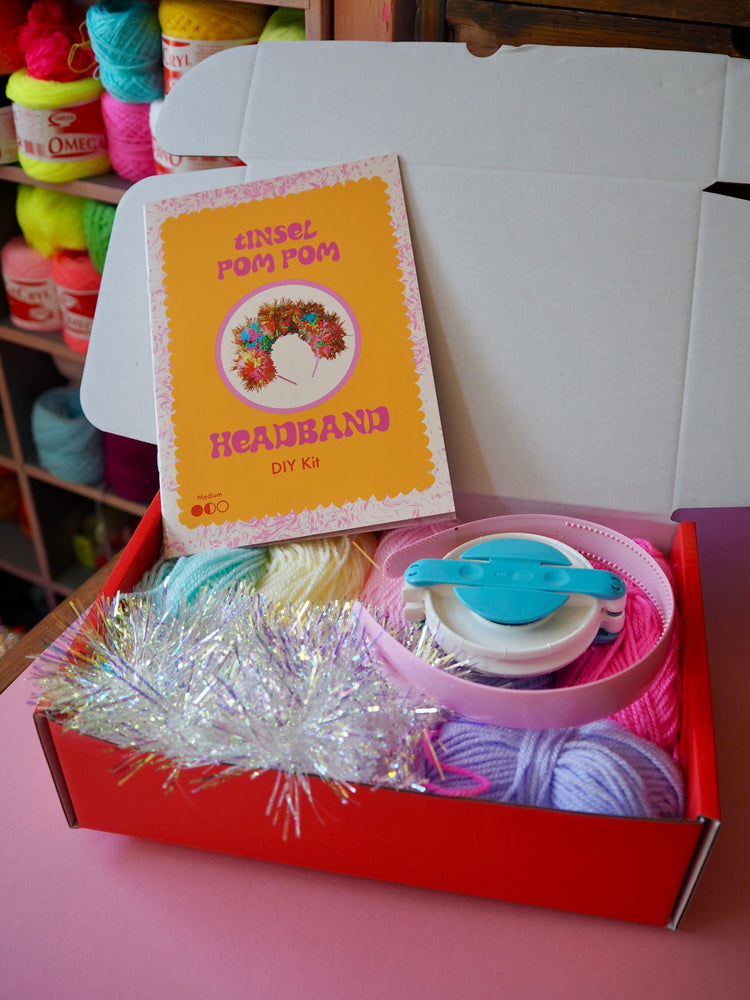 Pastel Iridescent Tinsel Pom Pom Headband Kit