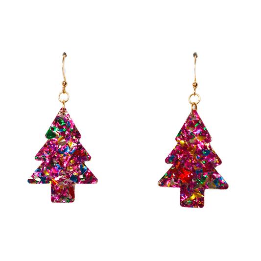 Rainbow Christmas Tree Earrings