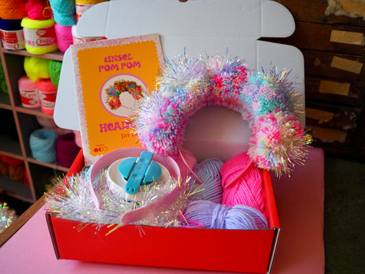 Pastel Iridescent Tinsel Pom Pom Headband Kit