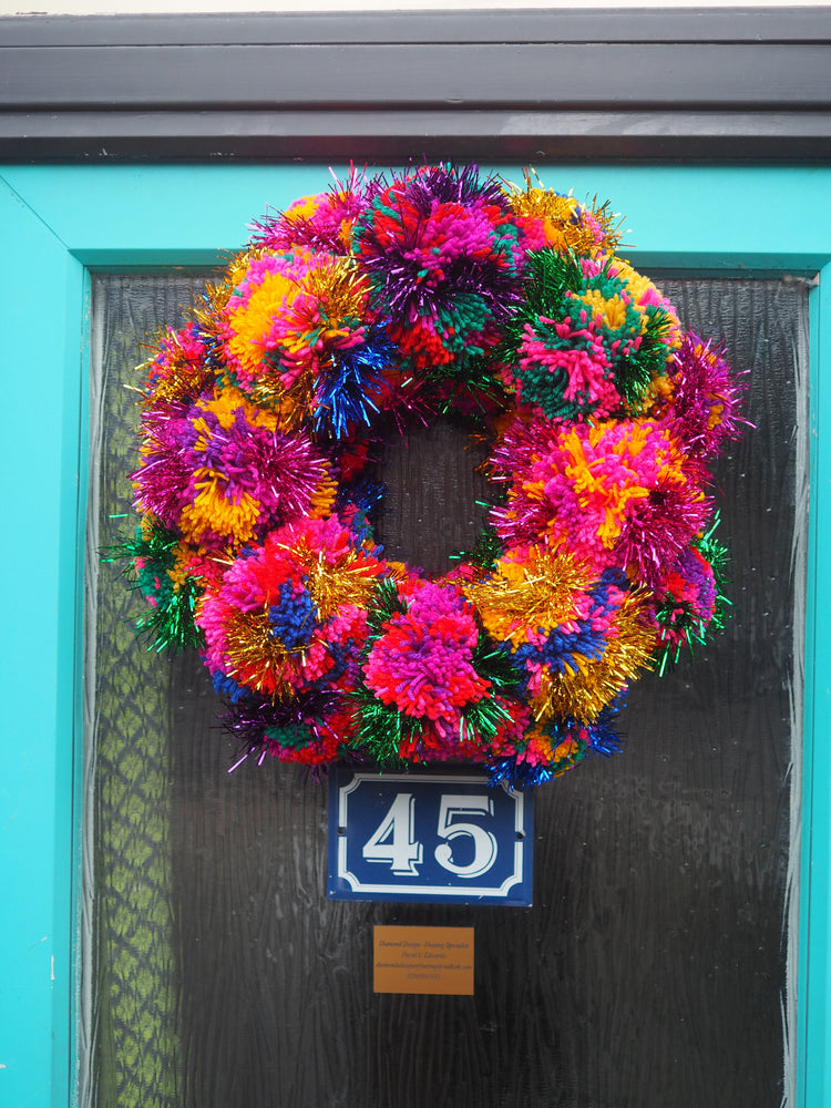 XL Tinsel Pom Pom Wreath Kit - Colour choices