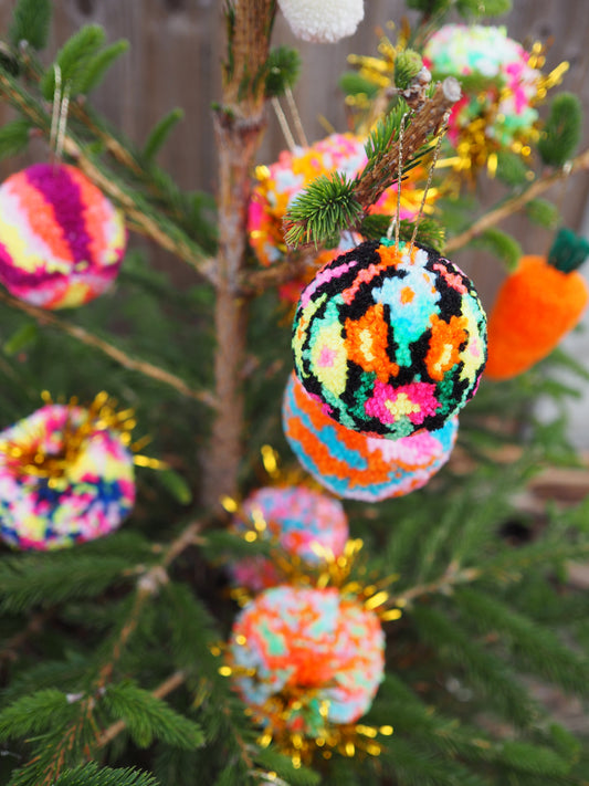 Handmade Pom Pom Bauble Decoration - Christmas