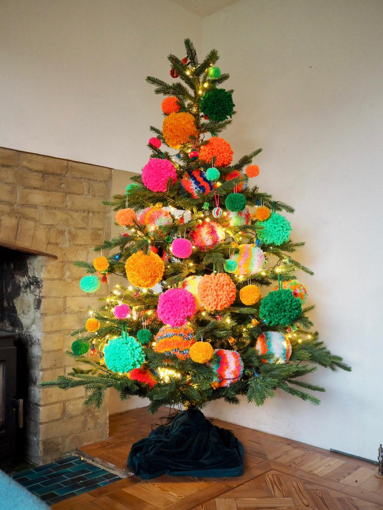Giant Hanging Pom Pom Baubles - 13cm - Set of 6