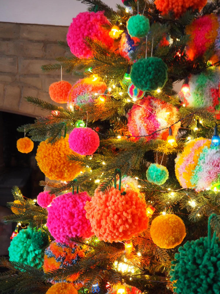 Giant Hanging Pom Pom Baubles - 13cm - Set of 6