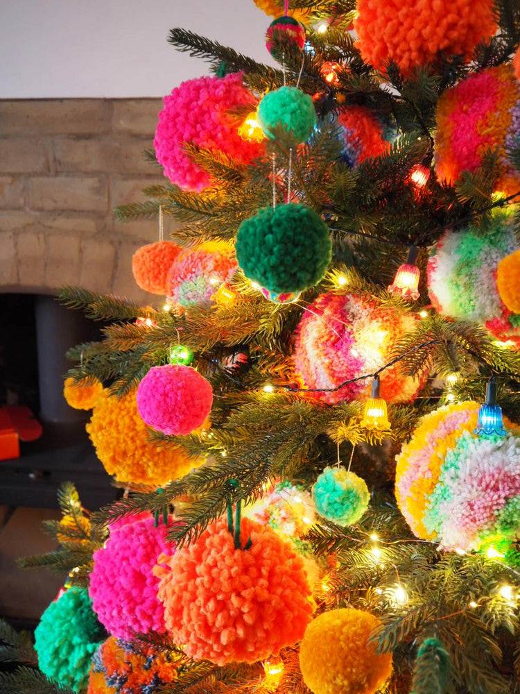 Giant Hanging Pom Pom Baubles - 13cm - Set of 6