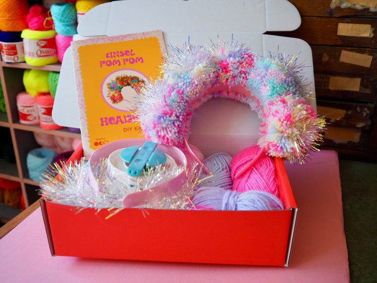 Pastel Iridescent Tinsel Pom Pom Headband Kit