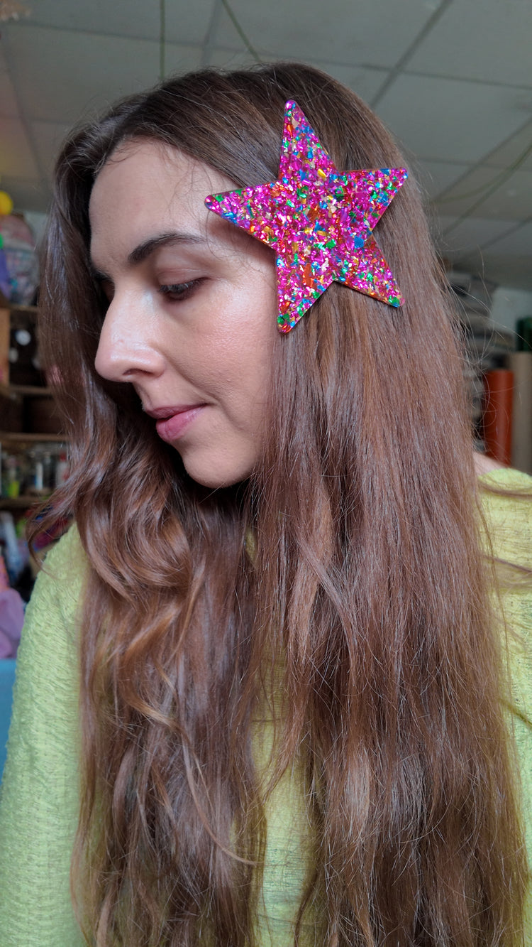 Giant Rainbow Star Hair Clip - 11cm