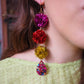 Statement Tinsel Dangle Earrings - Pink, Red & Gold