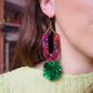 Rainbow Arch Tinsel Earrings - Green Tinsel  - 1 READY TO SHIP