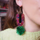 Rainbow Arch Tinsel Earrings - Green Tinsel  - 1 READY TO SHIP