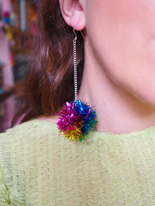 Mini Rainbow Tinsel Earrings