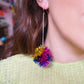 Mini Gold, Blue & Pink Tinsel Earrings - 1 READY TO SHIP