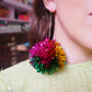 Pink, Gold & Green Tinsel Earrings