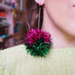 Pink & Green Tinsel Earrings - 1 READY TO SHIP