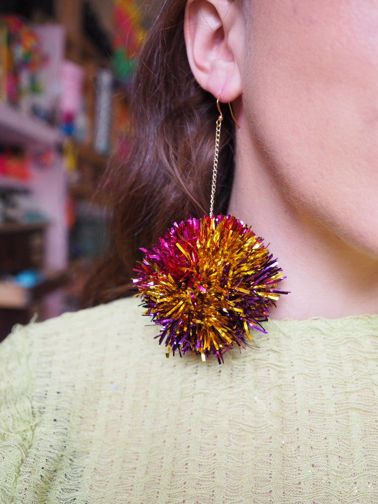 Gold, Purple & Pink Earrings