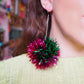 Red, Green & Pink Tinsel Earrings