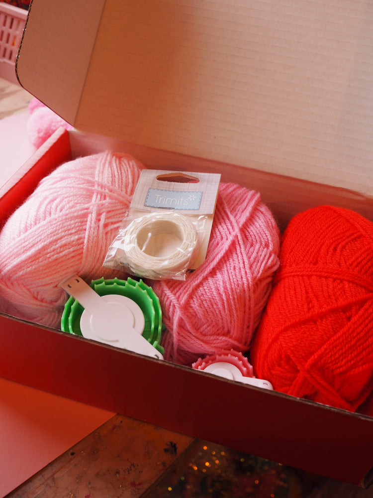 Heart Pom Pom Garland Kit - Makes at least 12 hearts