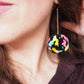 Black Floral Meadow Pom Pom Earrings