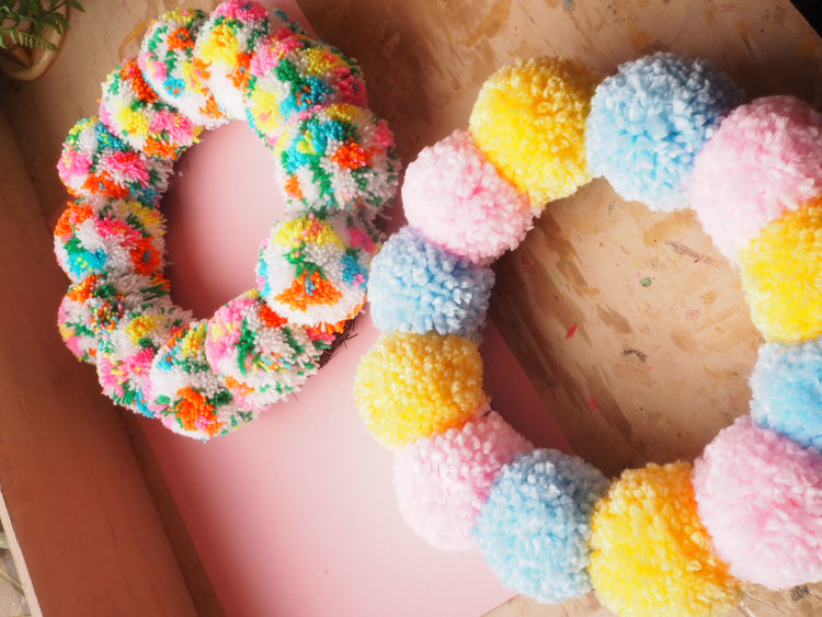 Chunky Pom Pom Wreath DIY Kit – Beginner Friendly Pastel Craft Kit