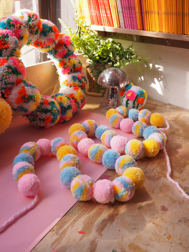 Chunky Pom Pom Garland DIY Kit – Beginner Friendly Pastel Craft Kit