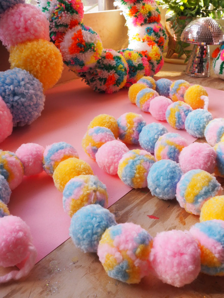 Chunky Pom Pom Garland DIY Kit – Beginner Friendly Pastel Craft Kit