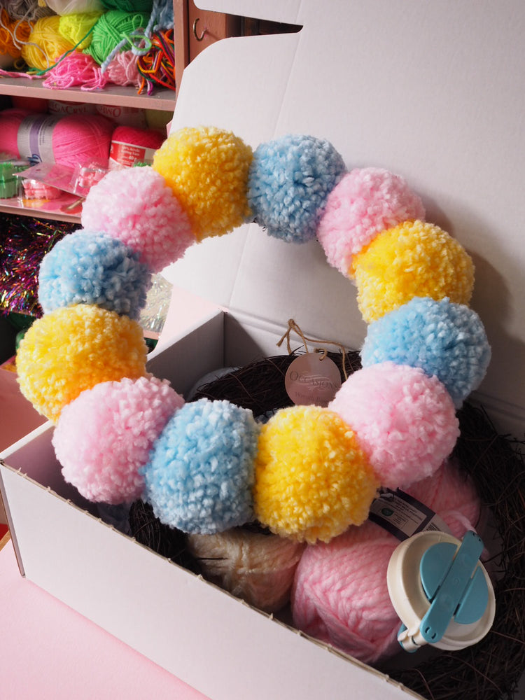 Chunky Pom Pom Wreath DIY Kit – Beginner Friendly Pastel Craft Kit