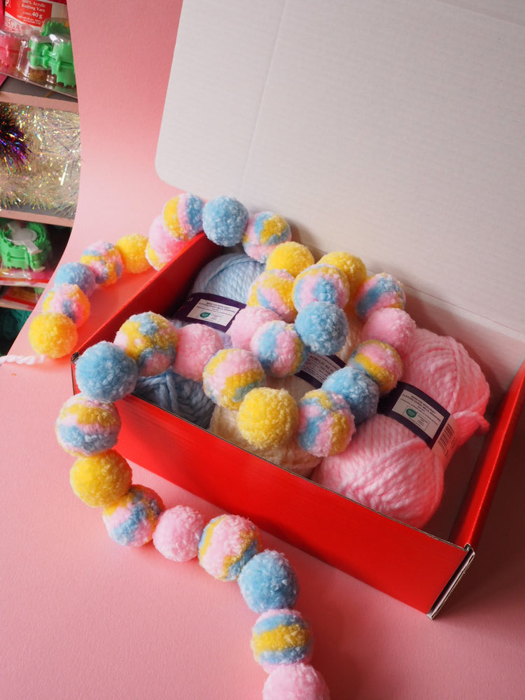 Chunky Pom Pom Garland DIY Kit – Beginner Friendly Pastel Craft Kit