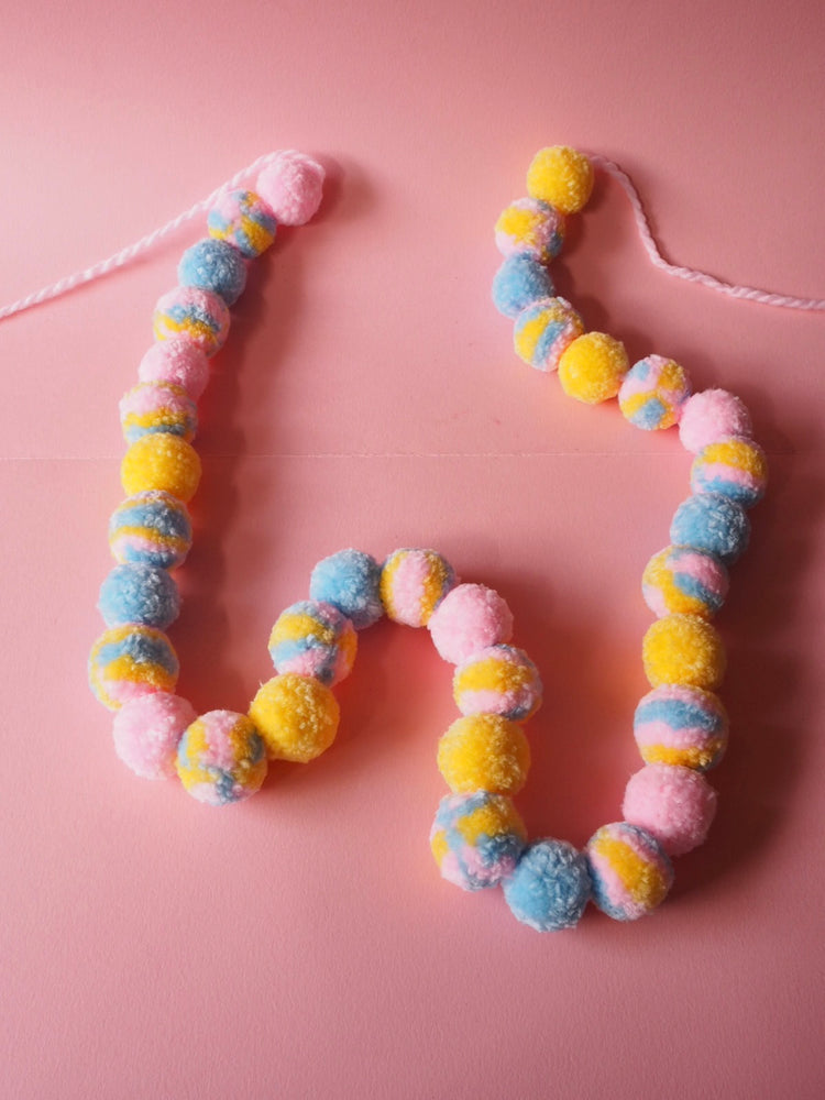 Chunky Pom Pom Garland DIY Kit – Beginner Friendly Pastel Craft Kit