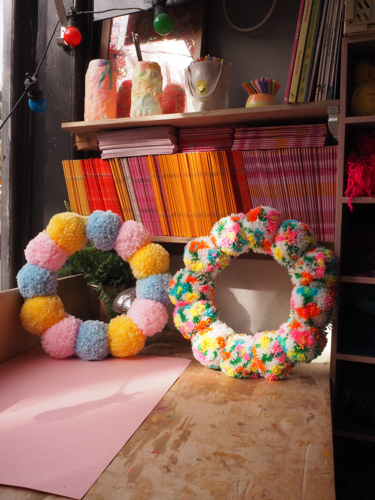 Chunky Pom Pom Wreath DIY Kit – Beginner Friendly Pastel Craft Kit