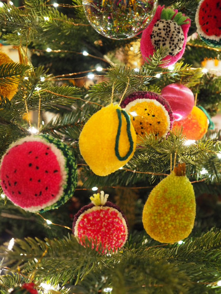 Handmade Lemon Pom Pom Bauble Decoration - Christmas
